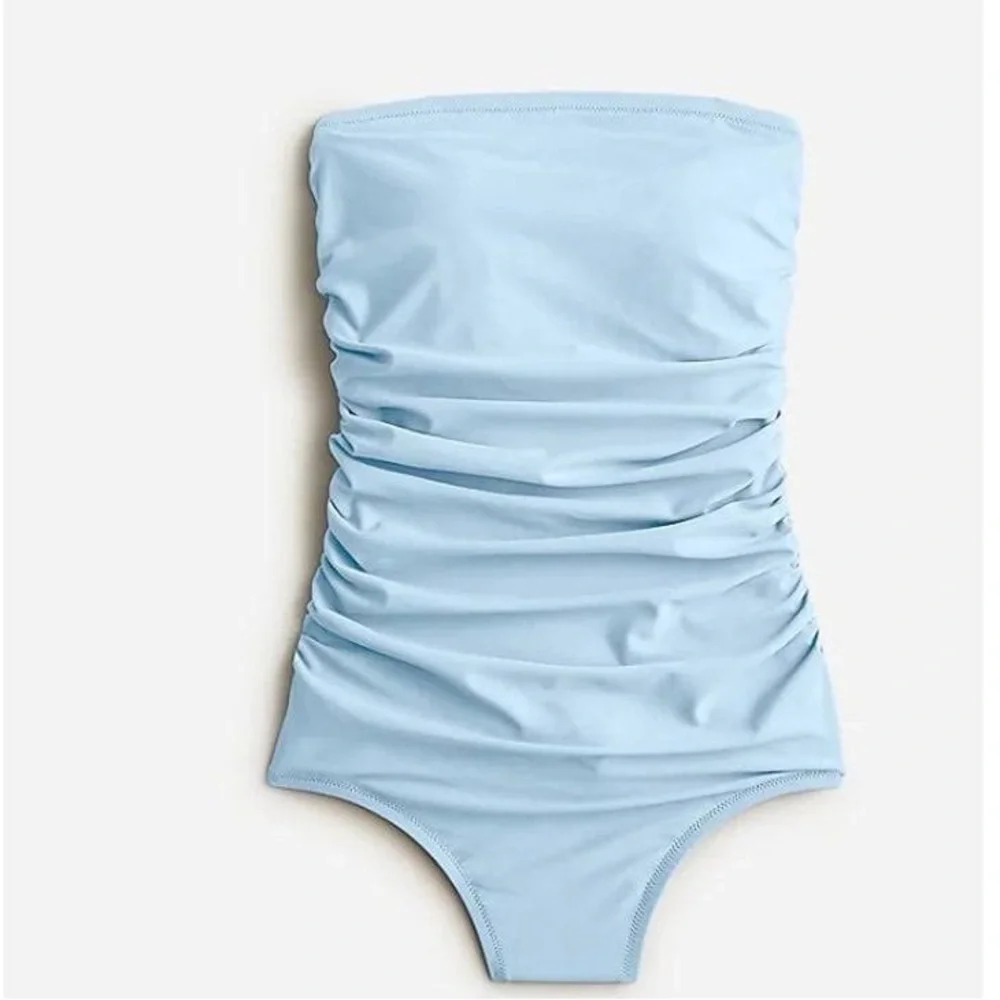 J.Crew Ruched Bandeau One-Piece BC115 / Blue Mist Size 24‎ Plus Minimalist